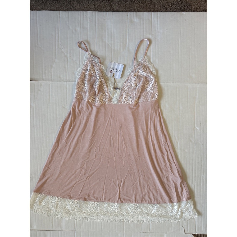 Oh!zuza Stars Mini Nightie Negligee In Pink W White Lace Size Large NWT